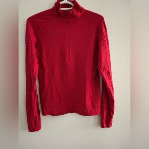 MEC Women's Dark Red Half-Zip 100% Merino Wool Base Layer Ski Sweater Canada